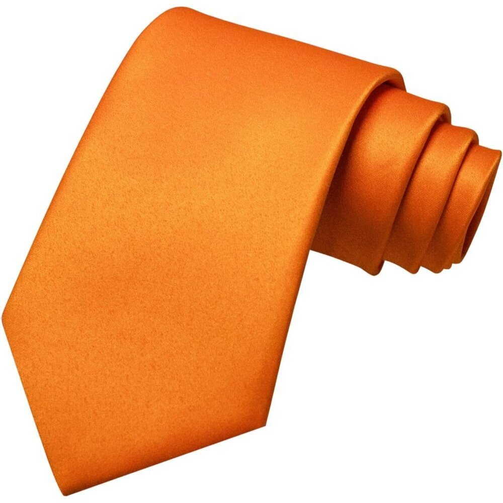Men's Orange Solid Pure Color Imported Polyester Formal Neck Ties